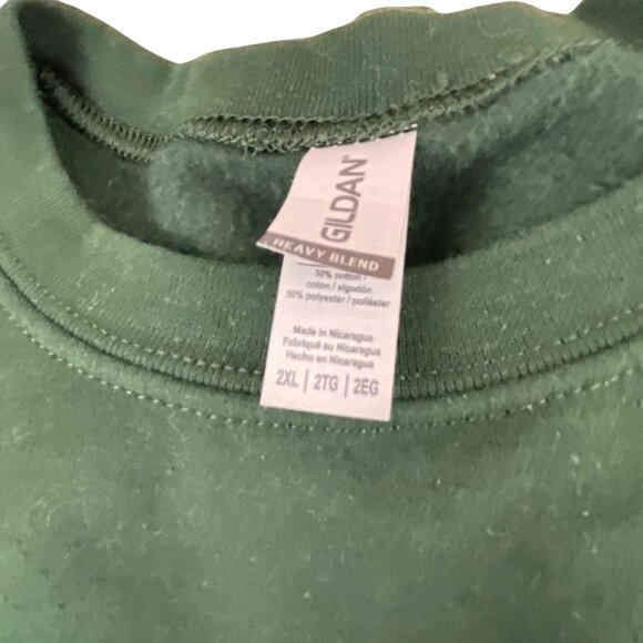 Gildan Heavy Blend Size 2XL Sweatshirt Green Skeleton Graphic Unisex  Oversized - Picture 6 of 7